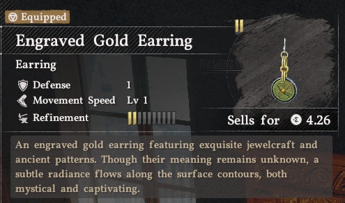 Engraved Gold Earring